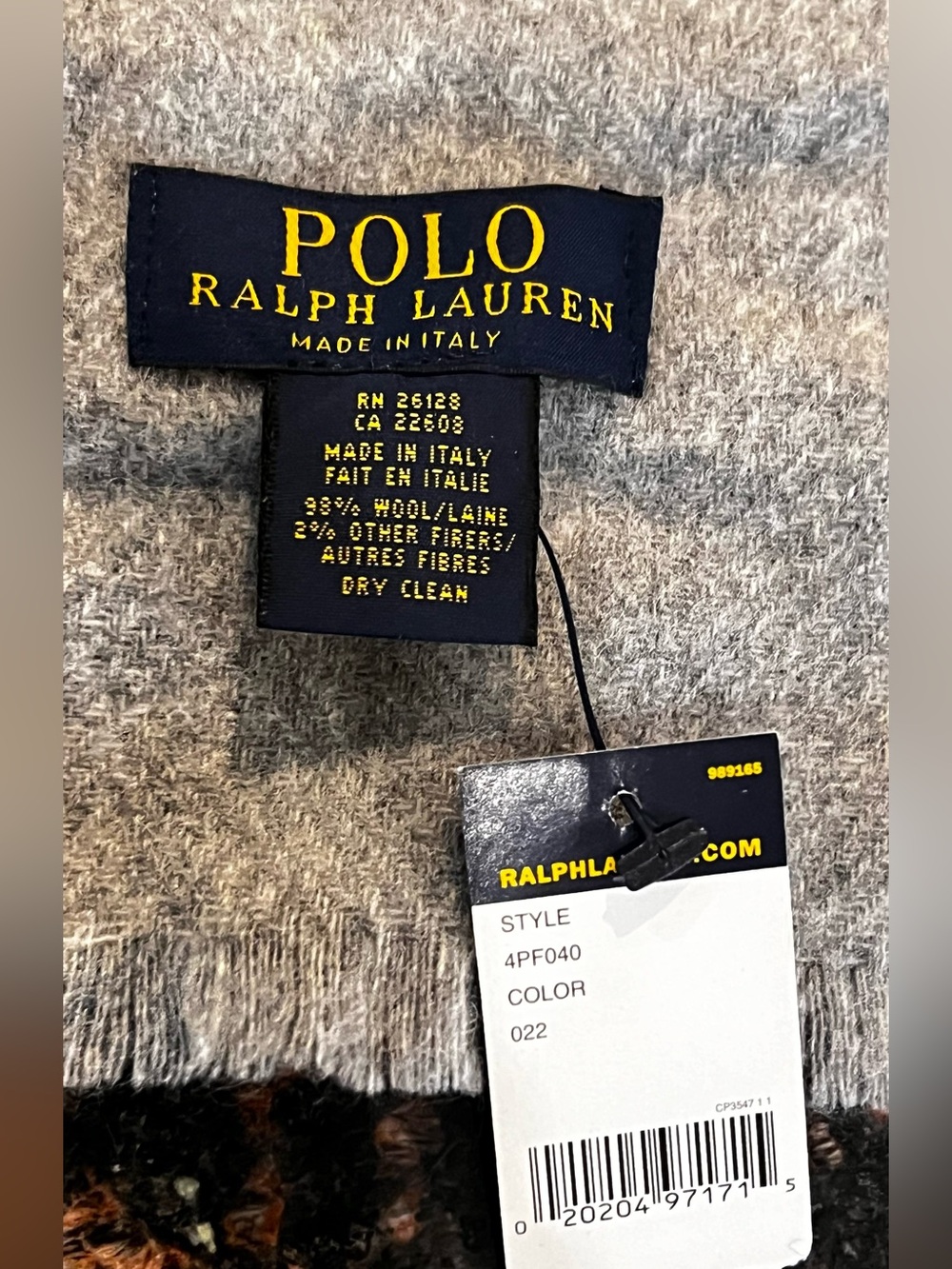 Polo by Ralph Lauren Gray Wool Blend Scarf